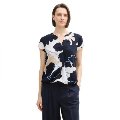 дамски,блузи,tom,tailor,1045238,short,sleeve,blouse,blue,(big,floral,shapes,design)