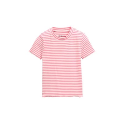 тениска,детски,тениски,tom,tailor,ribbed,stripe,pattern,short,sleeve,t,shirt,pink,off,white,stripe