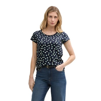 тениска,дамски,тениски,tom,tailor,slub,crew,neck,short,sleeve,t,shirt,blue,(navy,green,dots)