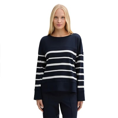 тениска,дамски,тениски,tom,tailor,stripe,solid,mix,long,sleeve,t,shirt,blue,(blue,offwhite,irregular,stripe)