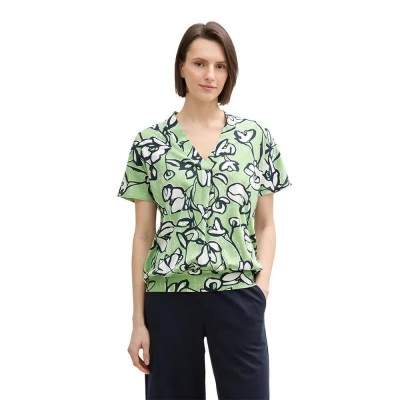 тениска,дамски,тениски,tom,tailor,v,neck,alloverprinted,short,sleeve,t,shirt,green