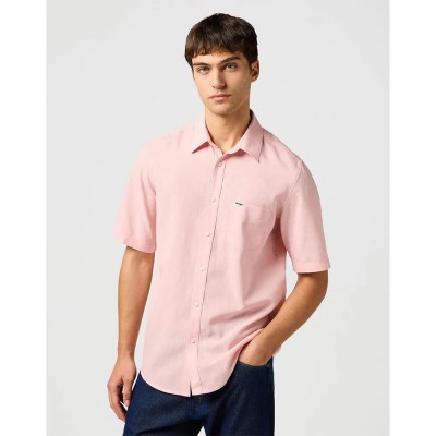 риза,с,къс,ръкав,мъжки,ризи,wrangler,1,pocket,regular,fit,short,sleeve,shirt,pink,(silver,pink)