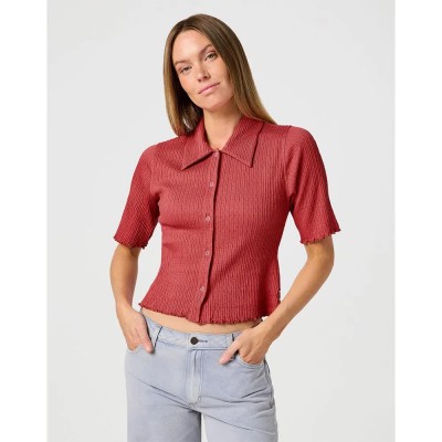 риза,с,къс,ръкав,дамски,блузи,дамски,ризи,wrangler,smocked,short,sleeve,shirt,red