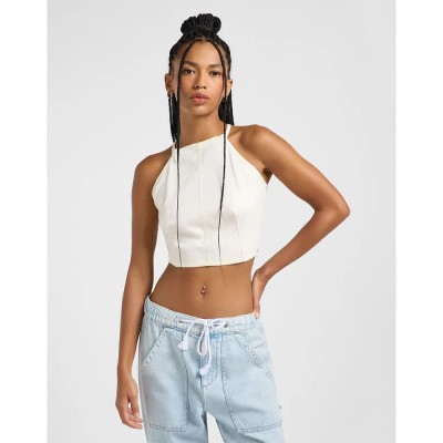 потник,дамски,топове,lee,backle,slim,fit,sleeveless,top,white,(ecru,herringbone)