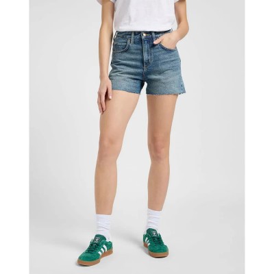къси,панталони,дамски,панталони,lee,rider,5,pocket,straight,fit,denim,shorts,blue