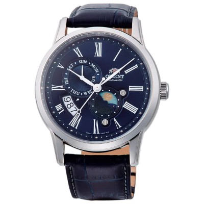 часовник,часовници,orient,watches,classic,sun,&,moon,43,mm,watch,blue,blue,sapphire,(blue)