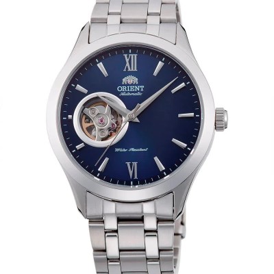 часовник,часовници,orient,watches,contemporary,open,heart,39,mm,watch,silver,grey,blue,mineral,(silver)