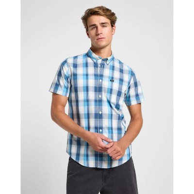 риза,с,къс,ръкав,мъжки,ризи,lee,button,down,short,sleeve,shirt,orion,(blue)