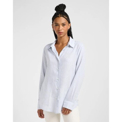 риза,с,дълъг,ръкав,дамски,блузи,дамски,ризи,lee,pocketless,long,sleeve,shirt,concrete,pinstripe