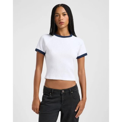 тениска,дамски,тениски,lee,ringer,raglan,short,sleeve,t,shirt,bright,white,(white)