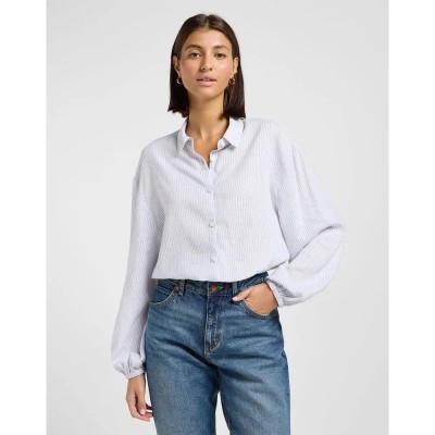 риза,с,дълъг,ръкав,дамски,блузи,дамски,ризи,lee,tie,front,long,sleeve,shirt,concrete,pinstripe,(white)