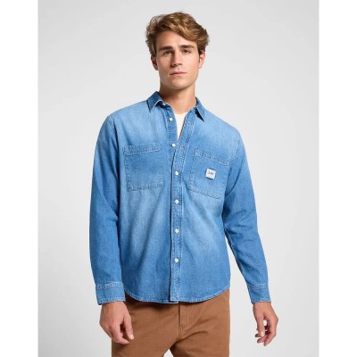 риза,с,дълъг,ръкав,мъжки,ризи,lee,workwear,2.0,long,sleeve,shirt,mid,denim,(blue)