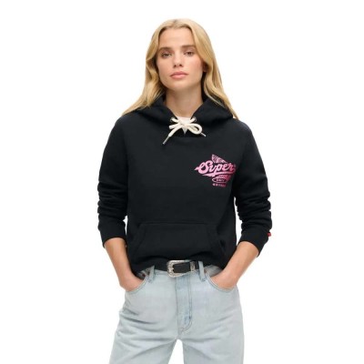суичър,дамски,блузи,superdry,athletic,metallic,hoodie,black,(black)