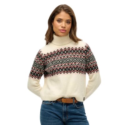 блуза,дамски,пуловери,дамски,плетени,дрехи,superdry,fairisle,high,neck,sweater,beige,(ecru)
