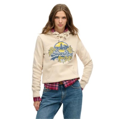 суичър,дамски,блузи,superdry,floral,hoodie,chateau,grey,(beige)
