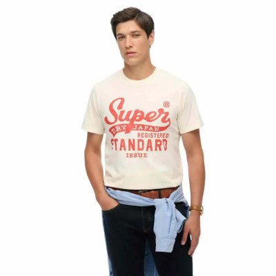 тениска,мъжки,тениски,superdry,standard,script,t,shirt,cream,(beige)