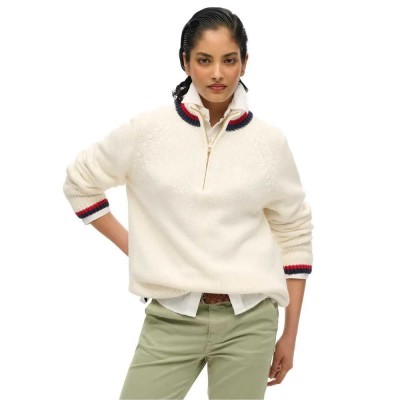 блуза,дамски,пуловери,дамски,плетени,дрехи,superdry,tipped,half,zip,sweater,ecru,(beige)
