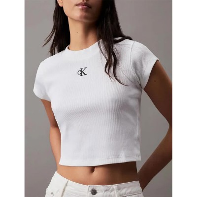 бебешка,тениска,дамски,тениски,calvin,klein,rib,baby,short,sleeve,t,shirt,white
