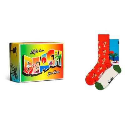 чорапи,мъжки,чорапи,happy,socks,beach,life,gift,set,crew,socks,2,pairs,red,(green)
