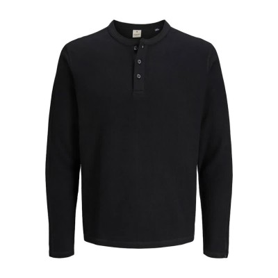 тениска,мъжки,тениски,jack,&,jones,lutyrell,henley,long,sleeve,t,shirt,black,(black)