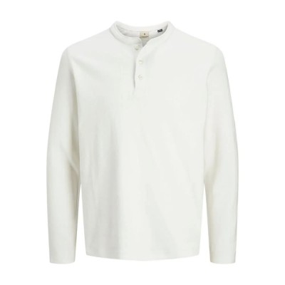 тениска,мъжки,тениски,jack,&,jones,lutyrell,henley,long,sleeve,t,shirt,cloud,dancer,(white)