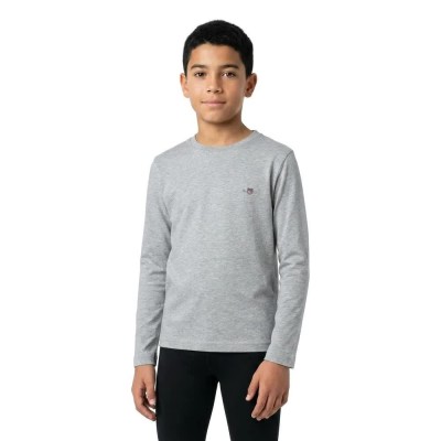 тениска,мъжки,тениски,дамски,тениски,gant,805180,long,sleeve,t,shirt,grey,(light,grey,melange)