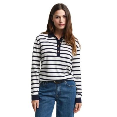 дамски,блузи,с,яка,gant,breton,long,sleeve,polo,white,(cream)