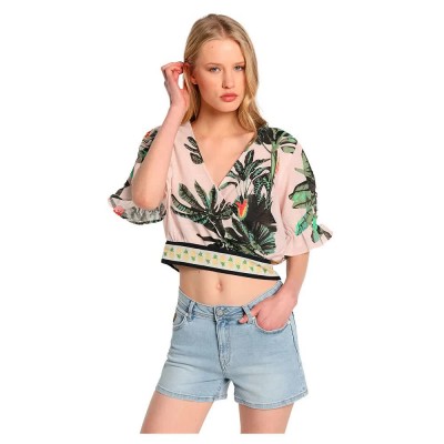 дънки,дамски,блузи,дамски,ризи,lois,jeans,10950,short,sleeve,blouse,pink,(print)