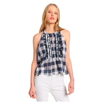 дънки,дамски,блузи,дамски,ризи,lois,jeans,10955,sleeveless,blouse,blue,(blue)