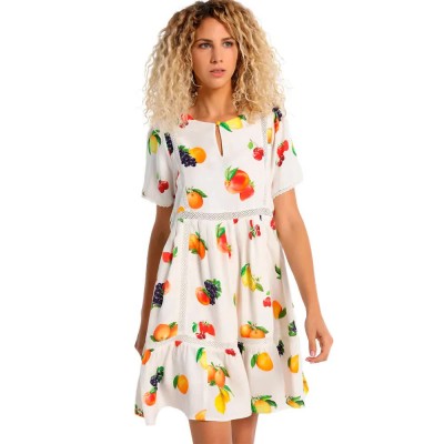 дънки,дамски,поли,и,рокли,lois,jeans,6889,short,dress,white,(print)