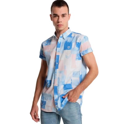 риза,с,къс,ръкав,мъжки,ризи,six,valves,805,short,sleeve,shirt,blue,(printed,multicolor)