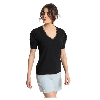 тениска,дамски,тениски,victorio,&,lucchino,11154,short,sleeve,v,neck,t,shirt,black,(black)