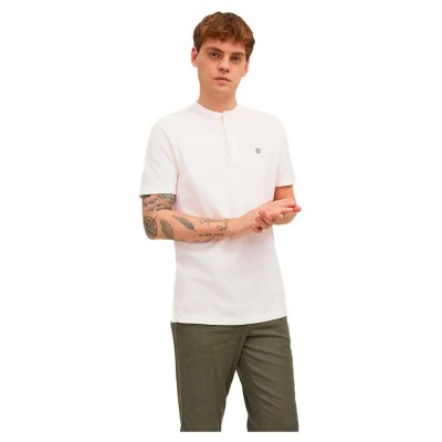 мъжки,блузи,с,яка,jack,&,jones,structure,mao,short,sleeve,polo,white,(cloud,dancer)