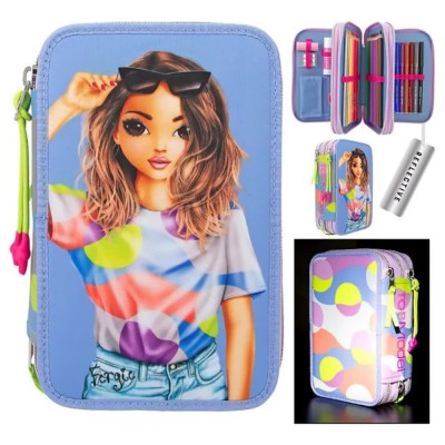 канцеларски,принадлежности,topmodel,flash,(0412749),triple,pocket,pencil,case,multicolor,(multicolor)