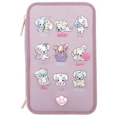 канцеларски,принадлежности,topmodel,led,dog,mood,barometer,(0412843),triple,pocket,pencil,case,pink,(pink)