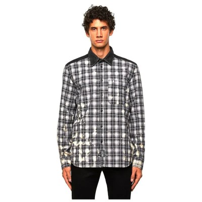 карирана,риза,мъжки,ризи,diesel,moon,check,long,sleeve,shirt,grey