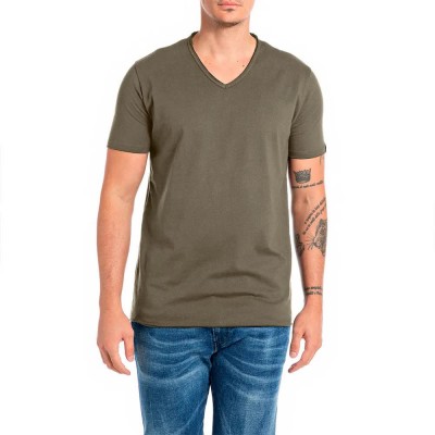 тениска,мъжки,тениски,replay,m3591a.000.2660,short,sleeve,t,shirt,mud,(green)