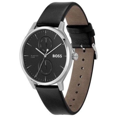 часовник,часовници,boss,tyler,43,mm,watch,black,silver,black,mineral,(brown)