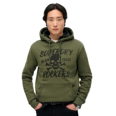 суичър,мъжки,пуловери,superdry,black,skull,hoodie,green,(army,green)