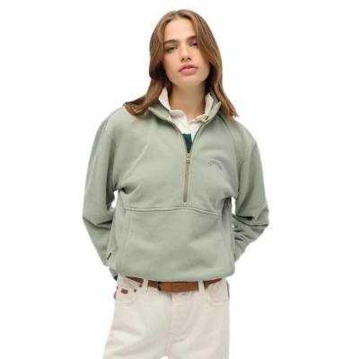 блуза,дамски,блузи,superdry,essential,logo,oversized,half,zip,sweatshirt,green,(lily,pad,green)