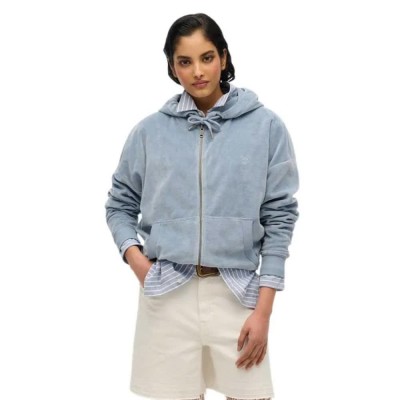блуза,дамски,блузи,superdry,velour,full,zip,sweatshirt,blue