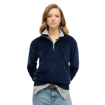 блуза,дамски,блузи,superdry,velour,half,zip,sweatshirt,blue