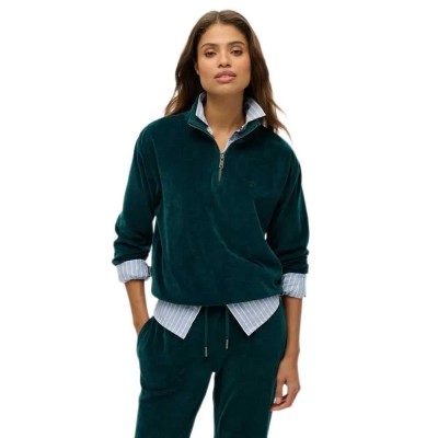 блуза,дамски,блузи,superdry,velour,half,zip,sweatshirt,green,(dark,pine,green)