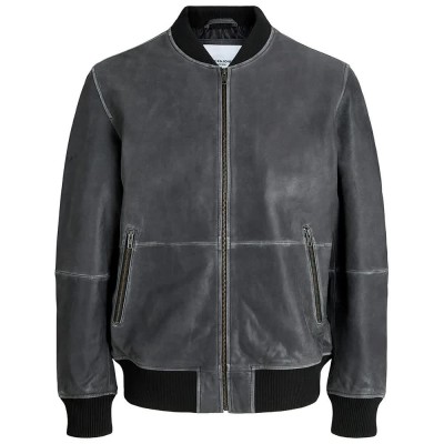 яке,мъжки,якета,jack,&,jones,charge,leather,bomber,jacket,black,washed,(grey)