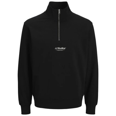 блуза,мъжки,пуловери,jack,&,jones,soho,quarter,plus,size,full,zip,sweatshirt,black