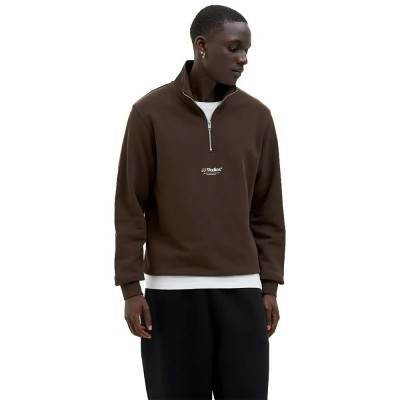 блуза,мъжки,пуловери,jack,&,jones,soho,quarter,full,zip,sweatshirt,delicioso,(brown)