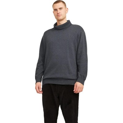блуза,мъжки,пуловери,jack,&,jones,basic,plus,size,high,neck,sweater,dark,grey,melange,(grey)