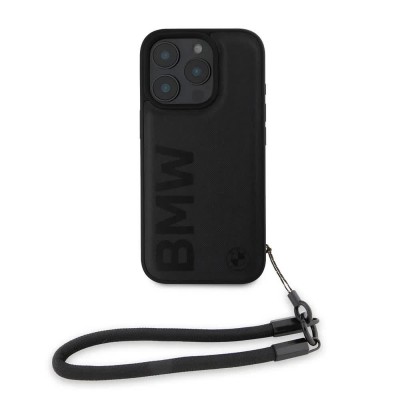 други,аксесоари,bmw,leather,signature,and,strap,iphone,16,pro,phone,case,black,(black)