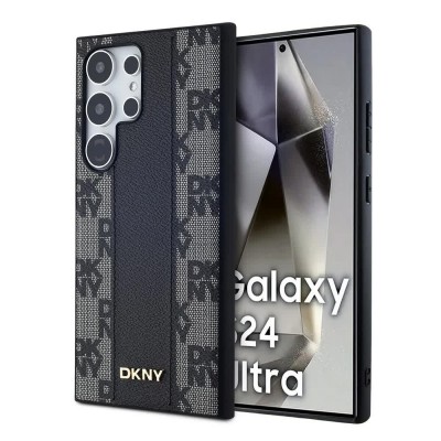 други,аксесоари,dkny,pu,leather,checkered,pattern,magsafe,samsung,galaxy,s24,ultra,phone,case,black,(black)