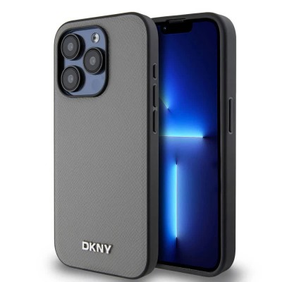 други,аксесоари,dkny,pu,leather,metal,logo,magsafe,iphone,15,pro,max,phone,case,grey,(silver)